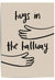 Hugs in the Hallway' featuring illustrated arms reaching out on a soft beige background, perfect for family home décor