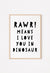 Rawr Means I Love You Dinosaur Wall Art