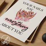 Nail Room Sign Wall Art | Pink Nail Salon Printable | Digital Download