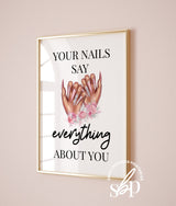 Nail Room Sign Wall Art | Pink Nail Salon Printable | Digital Download