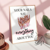 Nail Room Sign Wall Art | Pink Nail Salon Printable | Digital Download