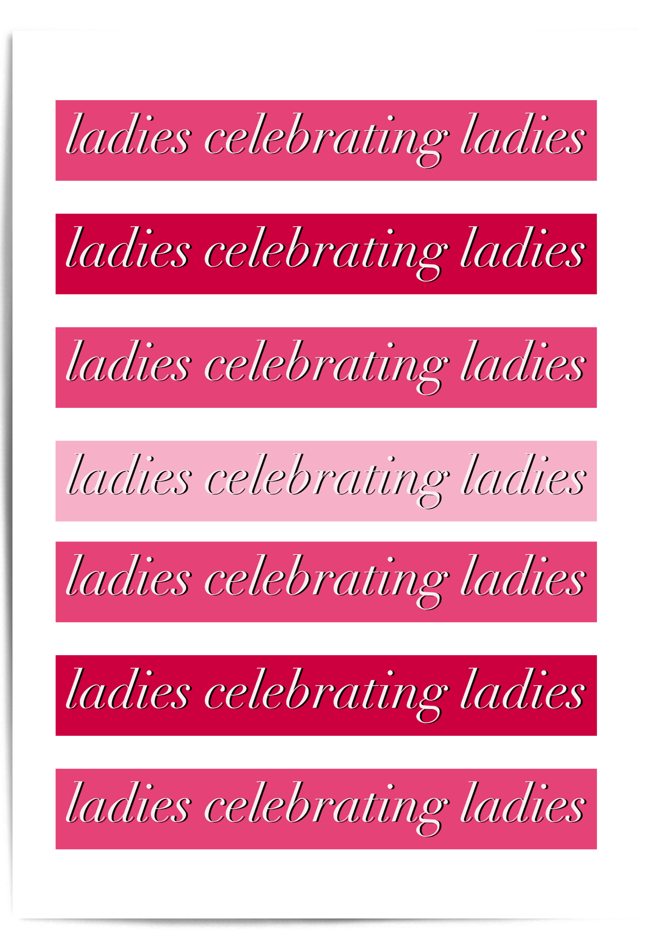 Ladies Celebrating Ladies Galentines Day wall art in pink with bold typography