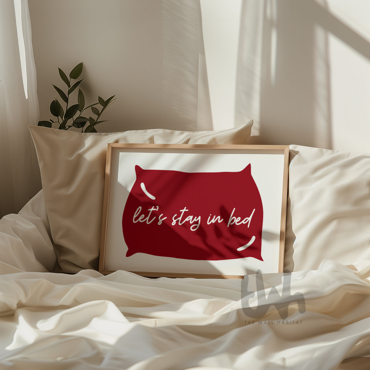 let's stay in bed red bedroom decor