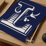 Personalized floral monogram wall art featuring a detailed white letter 'L' with botanical elements on a navy blue background, displayed on a wooden tray