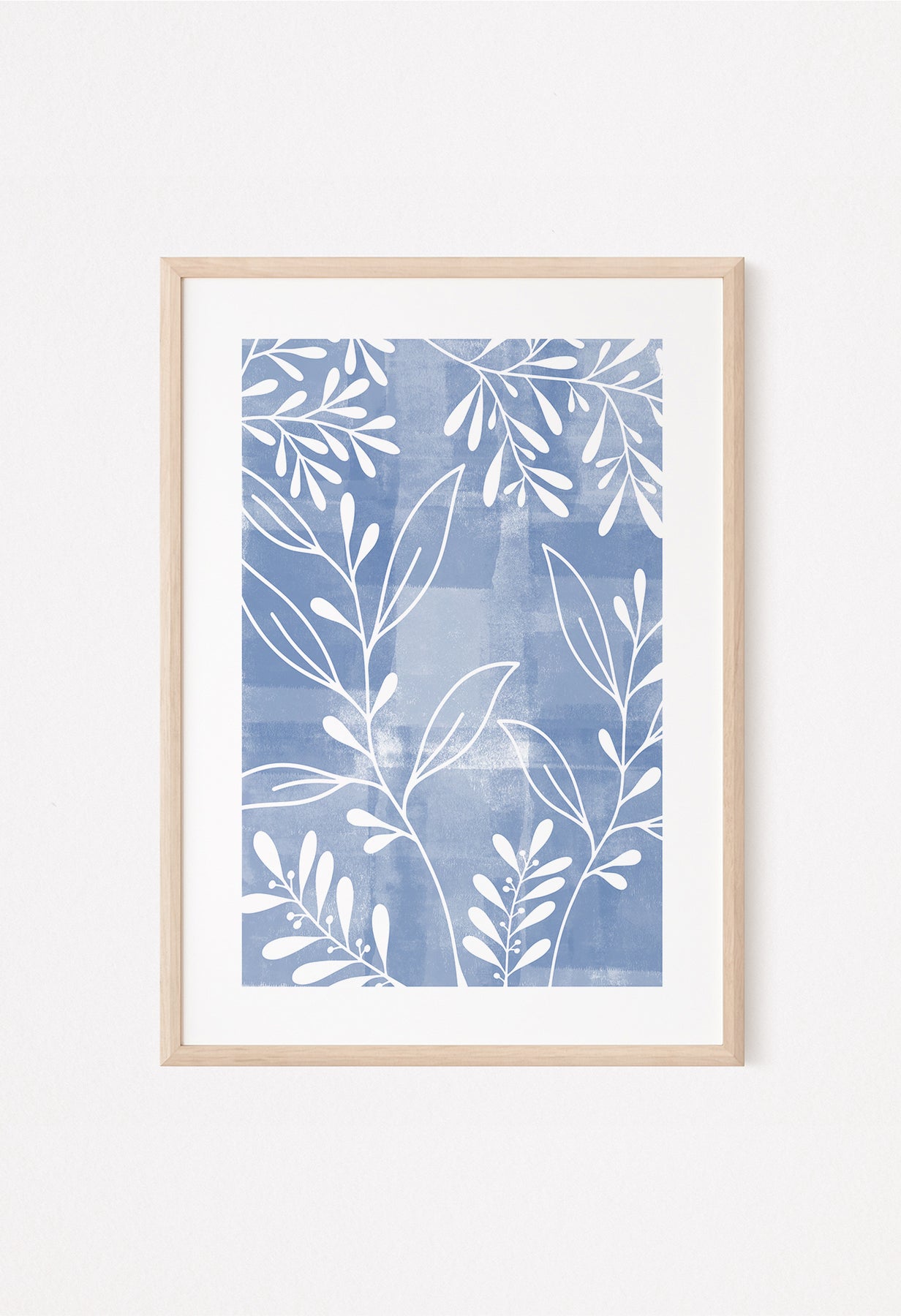 Light Blue Botanical Wall Art Leaf Prints – The Wall Habitat