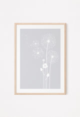 poster 5 light grey dandelion wall art