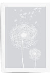 large light grey dandelion flower print