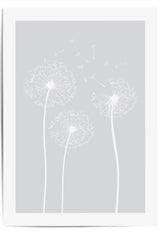 light grey 3 dandelions print