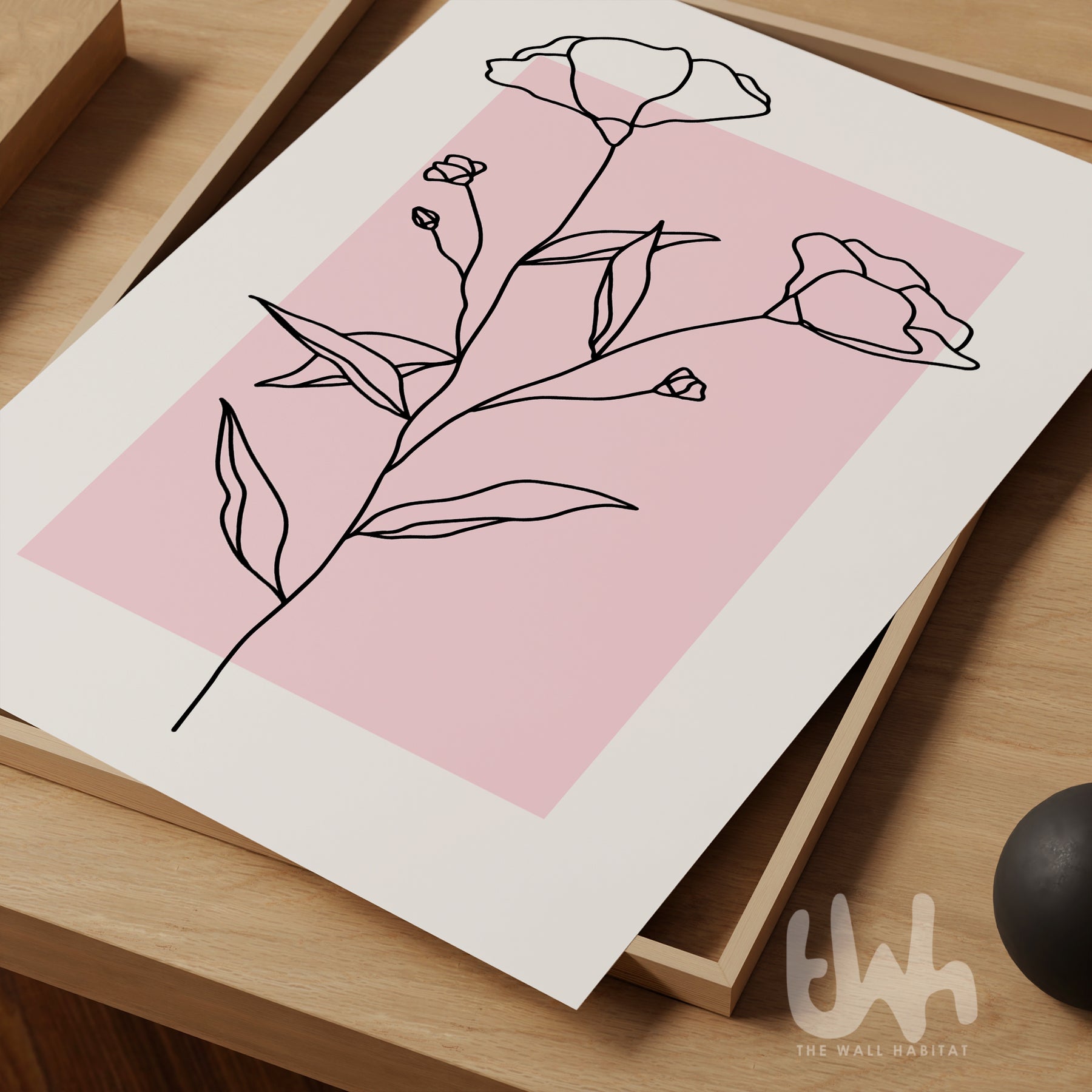 Pastel Pink Flower Line Art Print – The Wall Habitat