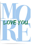 Blue and green text 'I LOVE YOU' on a white background