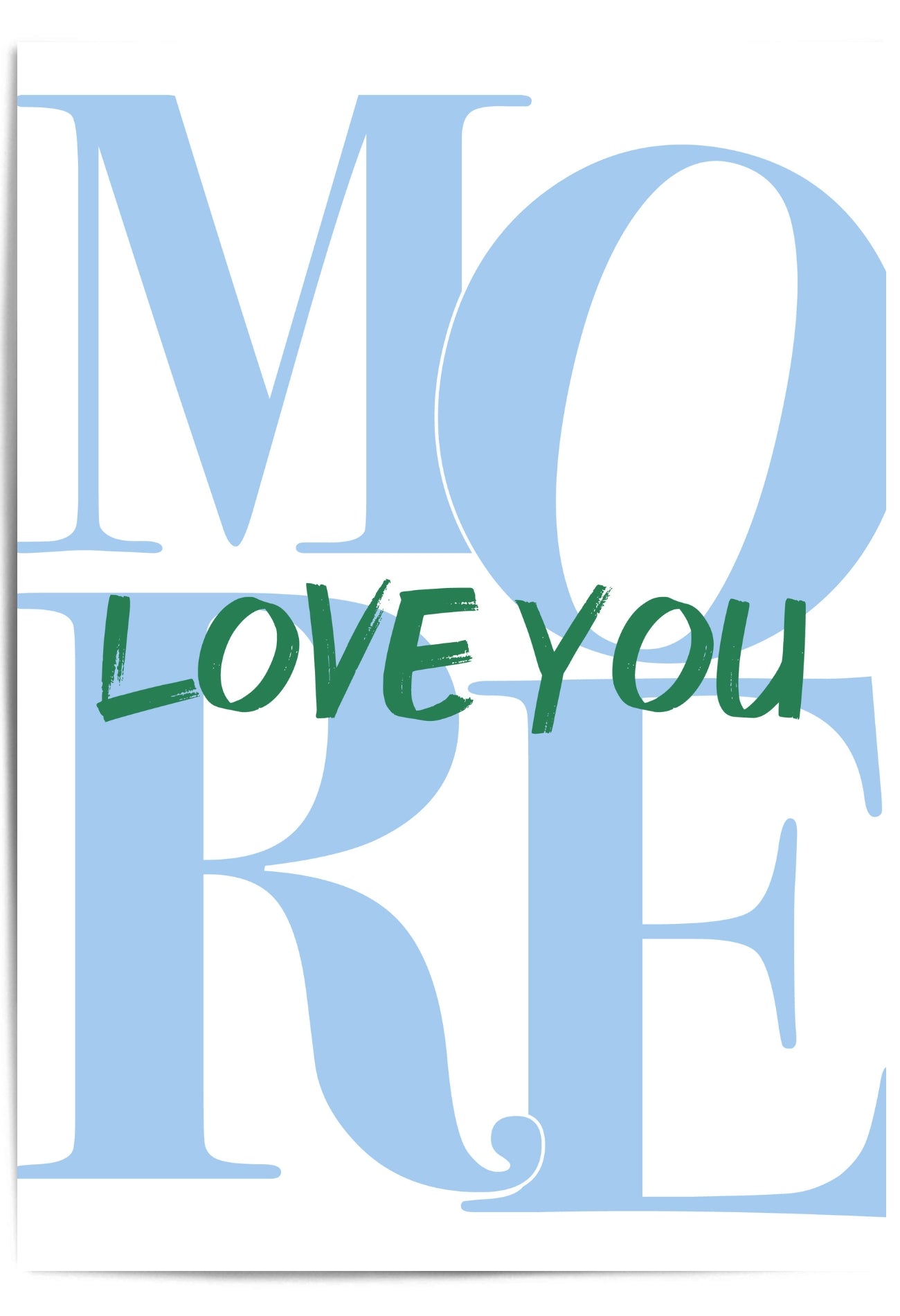 Blue and green text 'I LOVE YOU' on a white background
