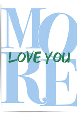 Blue and green text 'I LOVE YOU' on a white background