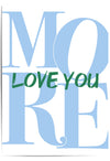 Blue and green text 'I LOVE YOU' on a white background