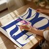 Love You More Typography Wall Art – Navy Blue & Pink Romantic Print
