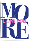 Love You More Typography Wall Art – Navy Blue & Pink Romantic Print