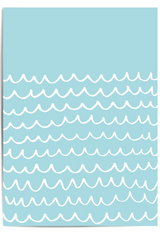 teal coastal wave poster