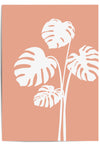 peach wall art monstera print