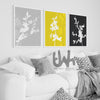 yellow grey living room art set