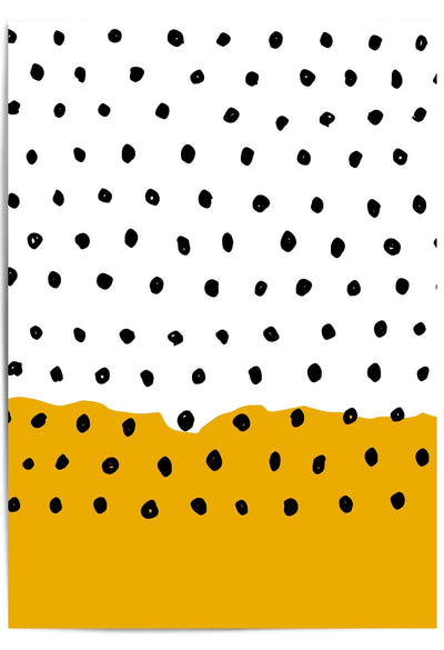 mustard yellow and black polka dot abstract art