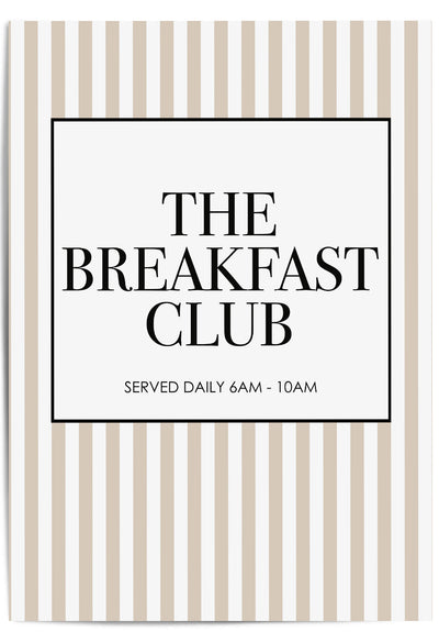 Poster with 'The Breakfast Club' text on a striped background