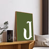 Personalized Initial Wall Art – Olive Green Monogram Print | Custom Letter Poster for Modern Home Décor