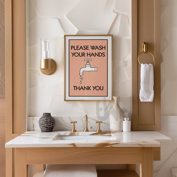Stylish hand washing sign wall art