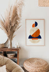 geometric orange and beige blue poster art