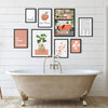 Bathroom wall art set of 8 peach botanical and funny printable designs
