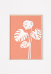 monstera plant print in peach