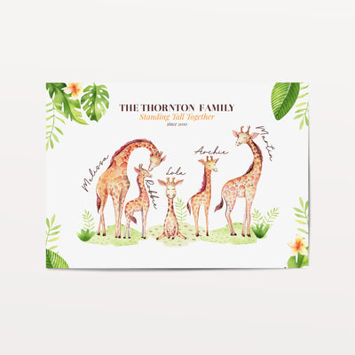 giraffe family personalised gift