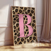 Personalised Leopard Initial Wall Art | Pink Animal Print Letter Poster