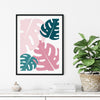 pink ans teal monstera leaf print