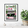 tropical green and pink decor