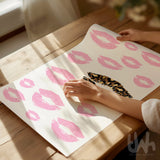 Pink leopard lips wall art fashion print with glam animal print design