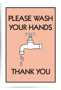 wash your hands bathroom print in coral peach