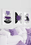 puple and black living room art