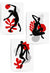 set of 3 black and red art