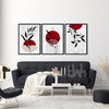 Red Black and Beige Living Room Mid Century Wall Art