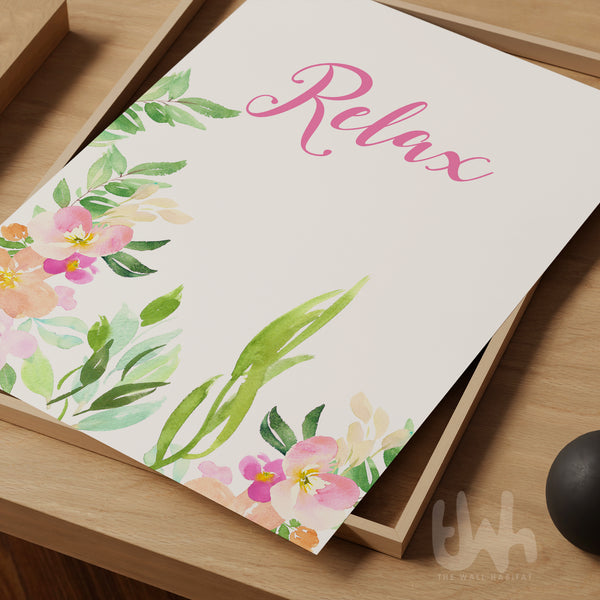 Watercolor botanical spa bathroom poster