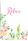 Relax pink floral bathroom wall art print