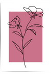 Dark Pink Flower Line Art Print