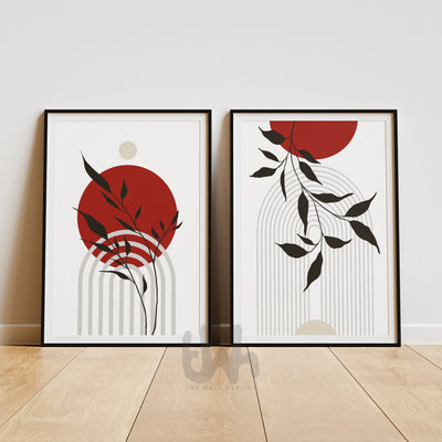 2pc red an black wall art set