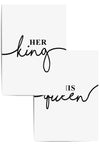 set of 2 her king his queen bedhead bedroom prints