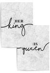 set of 2 marble her king his queen couple bedroom prints