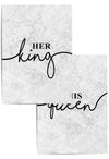 set of 2 marble her king his queen couple bedroom prints