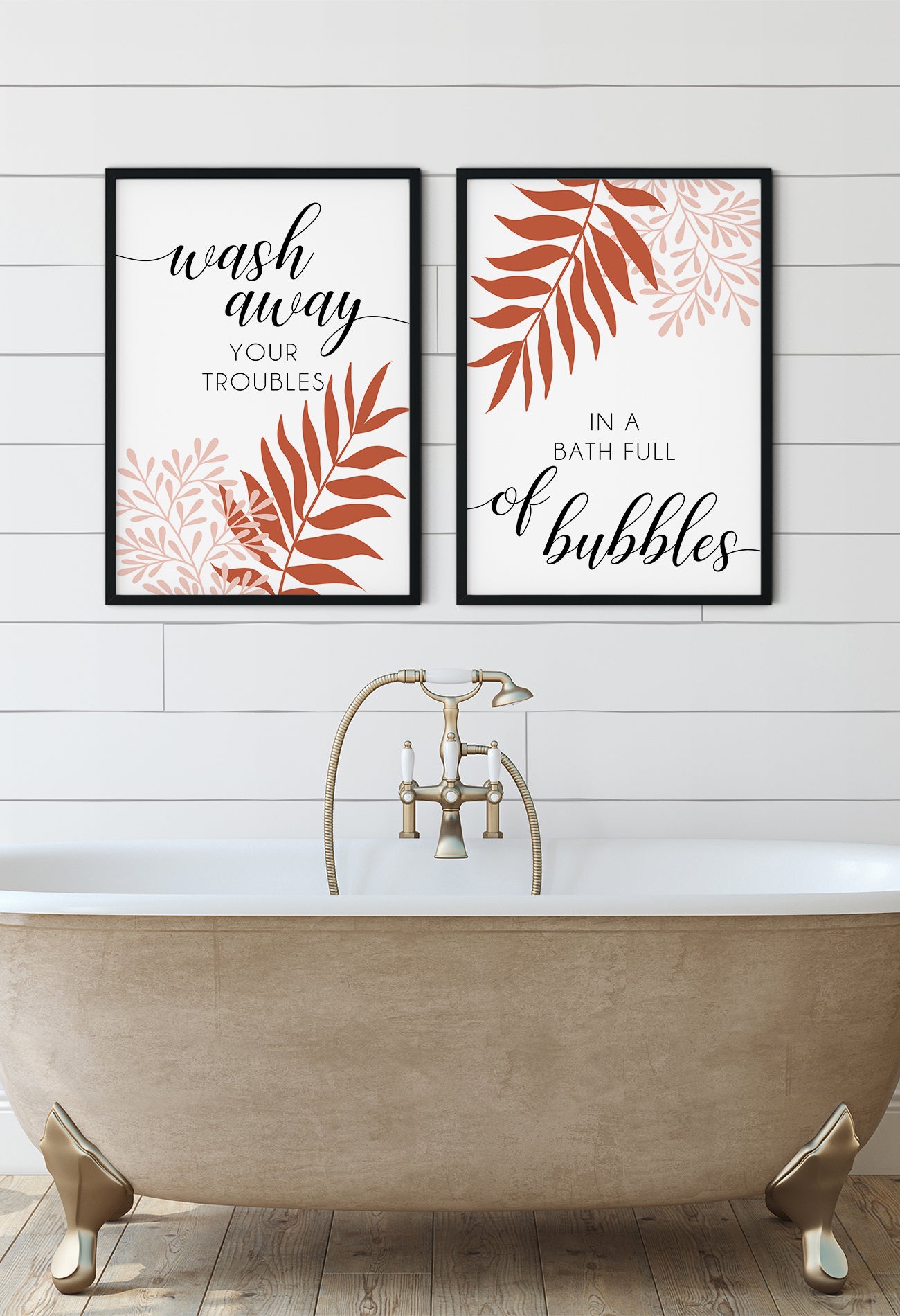 Set of 2 Terracotta Bathroom Wall Art Prints – The Wall Habitat