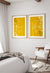 set of 2 mustard yellow bedroom prints