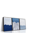 Set of 3 Blue Abstract Canvas Wall Art