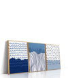 Set of 3 Blue Abstract Canvas Wall Art