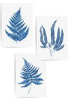 set of 3 blue fern wall decor